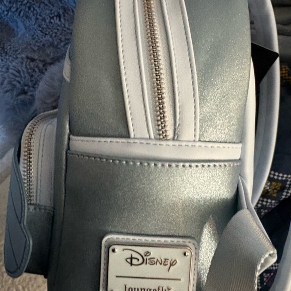 Loungefly Tiana Metallic Silver Backpack with Blue Gem - Picture 3 of 5